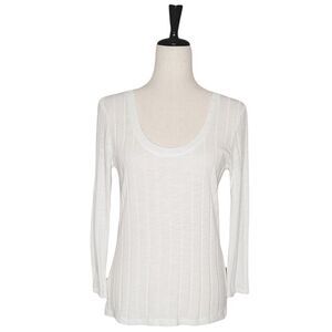 Sanctuary White Scoop Neck Ribbed 3/4 Sleeve Top NWOT